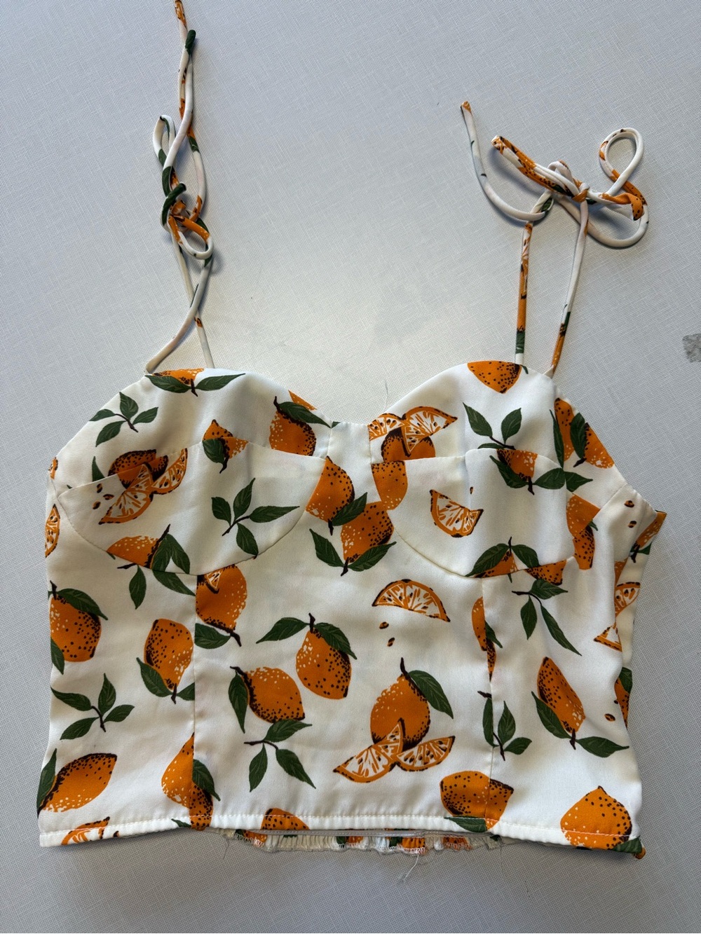 Women's White Citrus Print Cropped Top